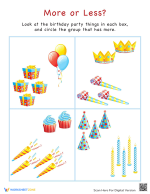 Party Favors Counting Worksheet