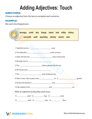 Touch Adjectives Worksheet: Describe Textures