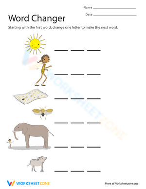 Word Changer Phonics Worksheet