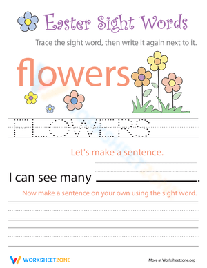 Easter Sight Words Practice Worksheet