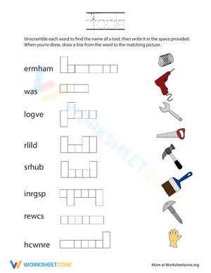 Unscramble Tools of the Trade Worksheet