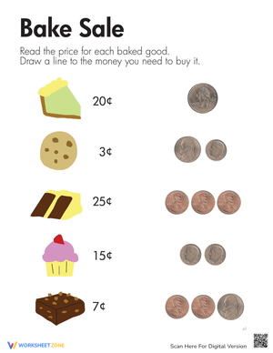 Bake Sale Coin Counting Practice