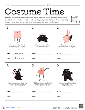 Costume Time Imagination Worksheet