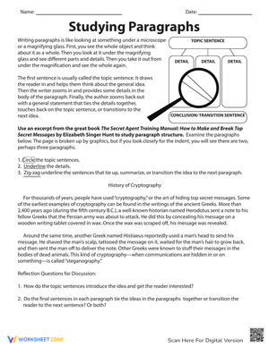 Studying Paragraphs Worksheet for Better Writing