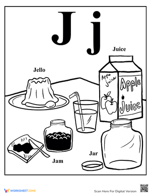 Alphabet Coloring Page: Letter J