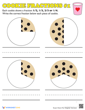 Learn Fractions with Cookie Fractions Worksheet