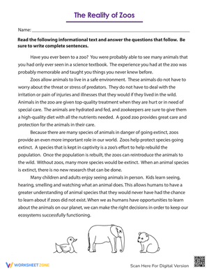 Reality of Zoos: Nonfiction Reading Analysis