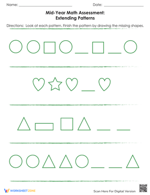 Extending Patterns: Math Assessment Worksheet