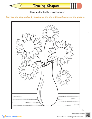 Tracing Shapes: Sunflowers in a Vase