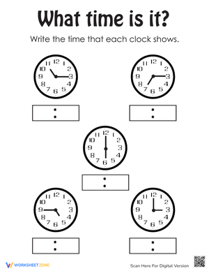 Time Matching Worksheet