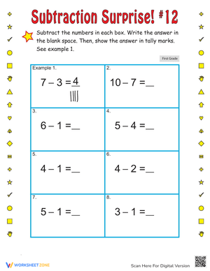 Subtraction Surprise Math Worksheet