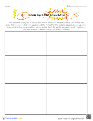 Cause and Effect Comic Strips Worksheet