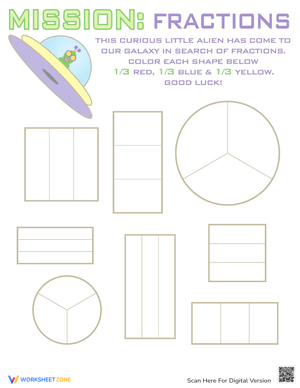 Identify Fractions Shapes Worksheet