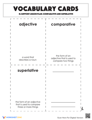 Vocabulary Cards: Comparative and Superlative