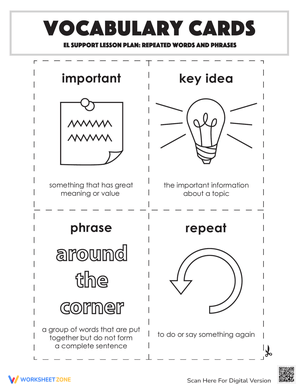Vocabulary Cards: Repeated Words and Phrases