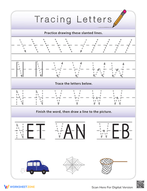 Tracing Letters N, V, W