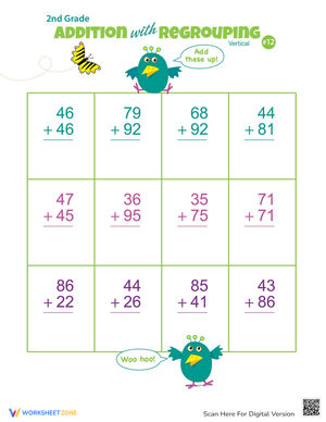 Double Digits! Practice Vertical Addition with Regrouping 12