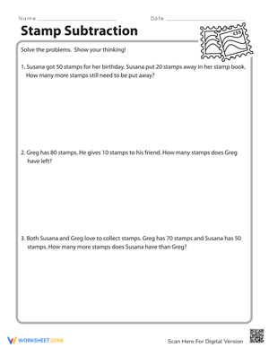 Stamp Subtraction: Math Practice