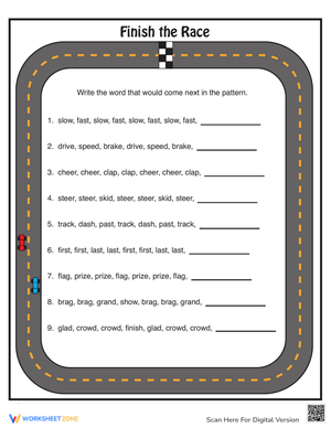 Finish the Race: Word Patterns