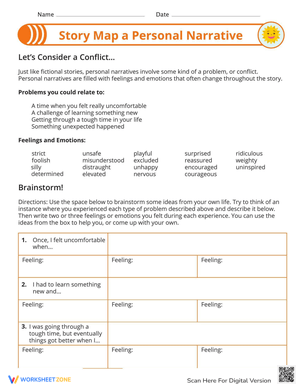 Personal Narrative Story Map Worksheet