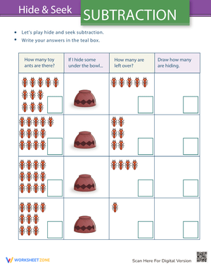 Hide 'N Seek Subtraction Practice