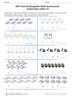 Kindergarten Math Subtraction Assessment