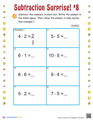 Subtraction Surprise Reveal Worksheet