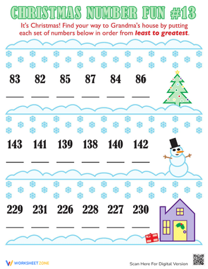 Christmas Numbers Practice Worksheet