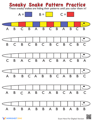 Snake Coloring Patterns Worksheet