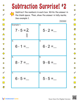 Subtraction Practice Fun Worksheet