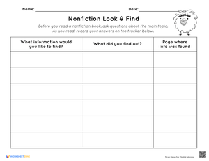 Nonfiction Look and Find Worksheet