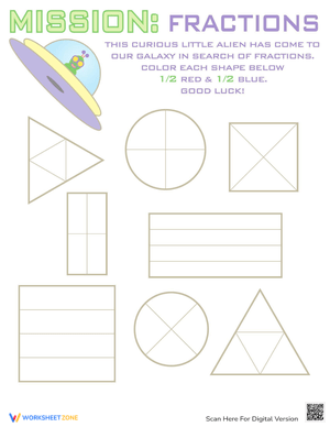 Identify Fractions with Shapes Worksheet
