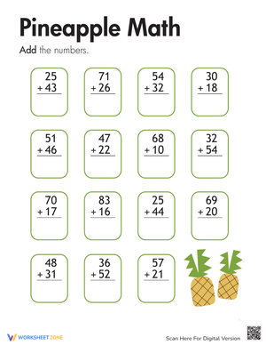 Pineapple Addition Math Worksheet