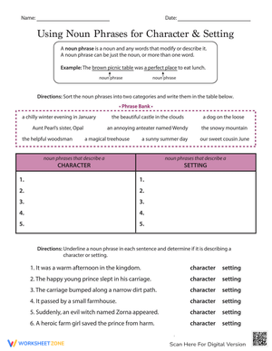 Using Noun Phrases for Character and Setting