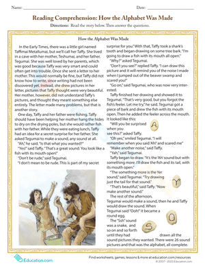 Reading Comprehension: How the Alphabet Was Made