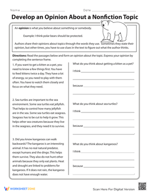 Develop an Opinion About a Nonfiction Topic