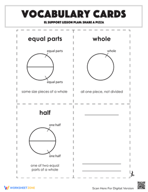Vocabulary Cards: Share a Pizza