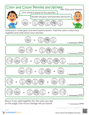 Color and Count: Nickels & Pennies