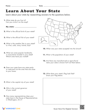 Learn Your State Worksheet