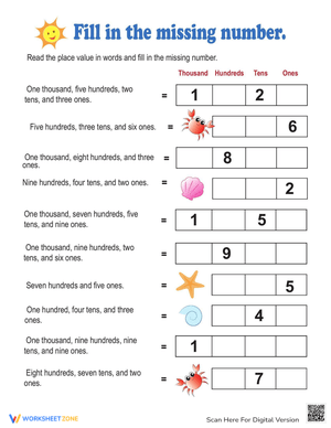 Place Value Fill-In