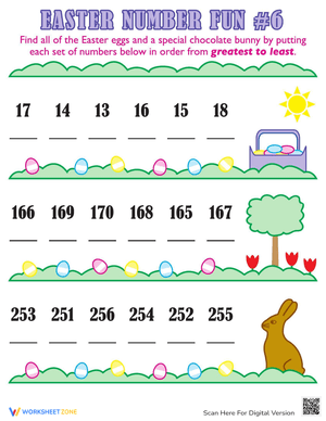 Easter Numbers 1-6 Counting Worksheet