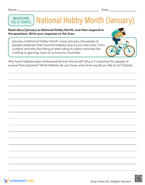 Respond to a Topic: National Hobby Month