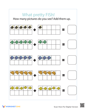 Fish Addition: Fun Math Practice Worksheet