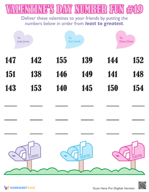 Valentine's Day Numbers 1-19: Counting Fun