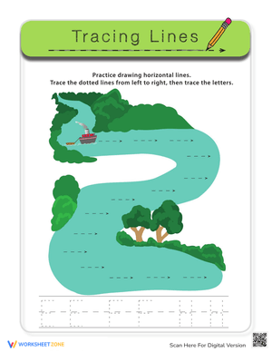 Practice Tracing Horizontal Lines Worksheet