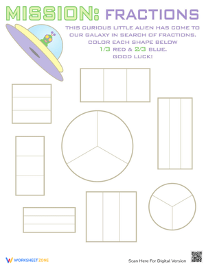 Learning Fractions Shapes Practice