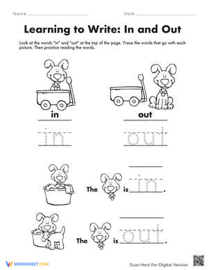 Learning to Write: In and Out Tracing Worksheet
