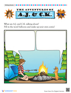 Comic Adventure Worksheet for Storytelling