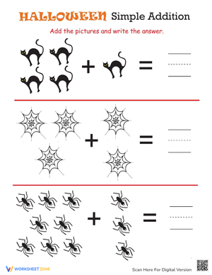 Halloween Math: Simple Addition Worksheet