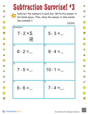 Subtraction Surprise Worksheet for Math Fun